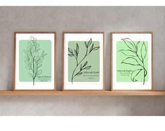 Hebrew Names of God- 12 Piece Christian Home Wall Art- Digital Download- Divine Trio- Perfect for Bedroom, Hallways, Living Rooms and more!