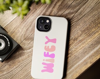 Wifey- Pink Bubble Letter- Personalized and Stylish- Bridal, Wedding, For the Bride, Husband and Wife