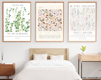 Christian Digital Print Bundle, Daughter of the king, vine and branches,  - Faith-Based Wall Art, Biblical Verse Decor,