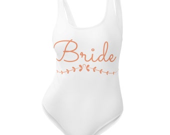 bride One-Piece Swimsuit, Peach wedding theme, Bridal shower, swimsuits for bride, bride party swimsuits, Size XS-3XL