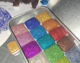 Set mit 15 halben Pfannen, Holographic Glitter Range, inklusive 3 exklusiven Farben!!