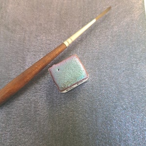 Half pan of handmade shiny mica watercolor, BLUE PURPLE duochrome