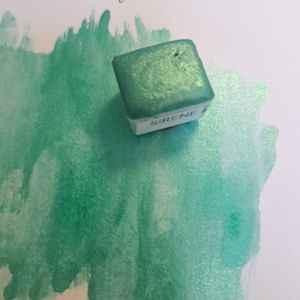 Half pan of watercolor with shiny mica handmade SIRENE