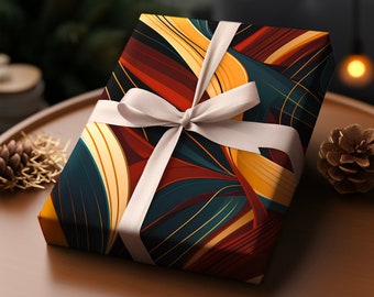 Golden Ribbons, Vibrant Gift Wrap, Unique Wrapping Paper, Premium Paper For Wrapping Presents, Cool Wrapping Paper