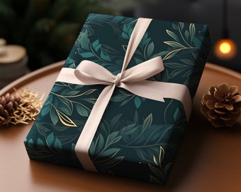 Leafy Pine, Vibrant Gift Wrap, Unique Wrapping Paper, Premium Paper For Wrapping Presents, Cool Wrapping Paper