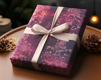 Ornate Valentines Gift Wrapping Paper Purple Vibrant Gift Wrap | Pink Gift Paper Cute Aesthetic Premium Gift Paper For Her