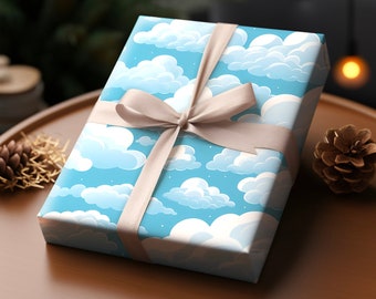 Fluffy Clouds, Vibrant Gift Wrap, Unique Wrapping Paper, Premium Paper For Wrapping Presents, Cute Wrapping Paper