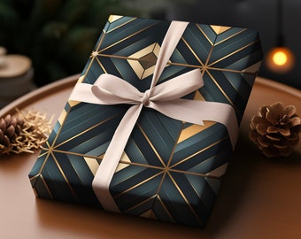 Luxurious Gold Grid, Vibrant Gift Wrap, Unique Wrapping Paper, Premium Paper For Wrapping Presents, Cool Wrapping Paper
