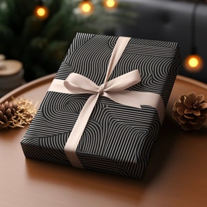 Black Gift Wrapping Paper Christmas Birthday | Elegant Luxury Gift Paper Wedding Housewarming Minimalist Modern Aesthetic Premium Gift Paper
