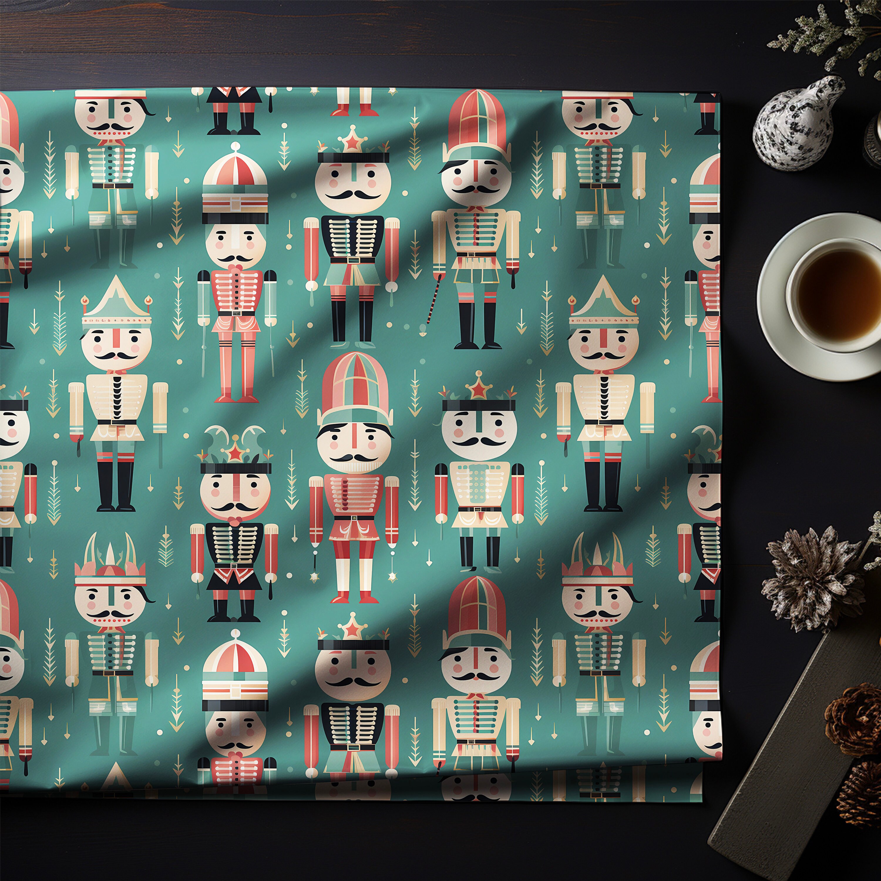 Nutcracker Gift Wrapping Paper Christmas Gift Wrap Cute Green Gift