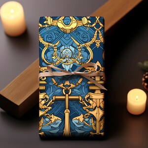 Blue & Gold Anchors Gift Wrapping Paper Vibrant Gift Wrap Boat Lover Gift Paper Luxury Aesthetic Premium Gift Paper For Him image 4