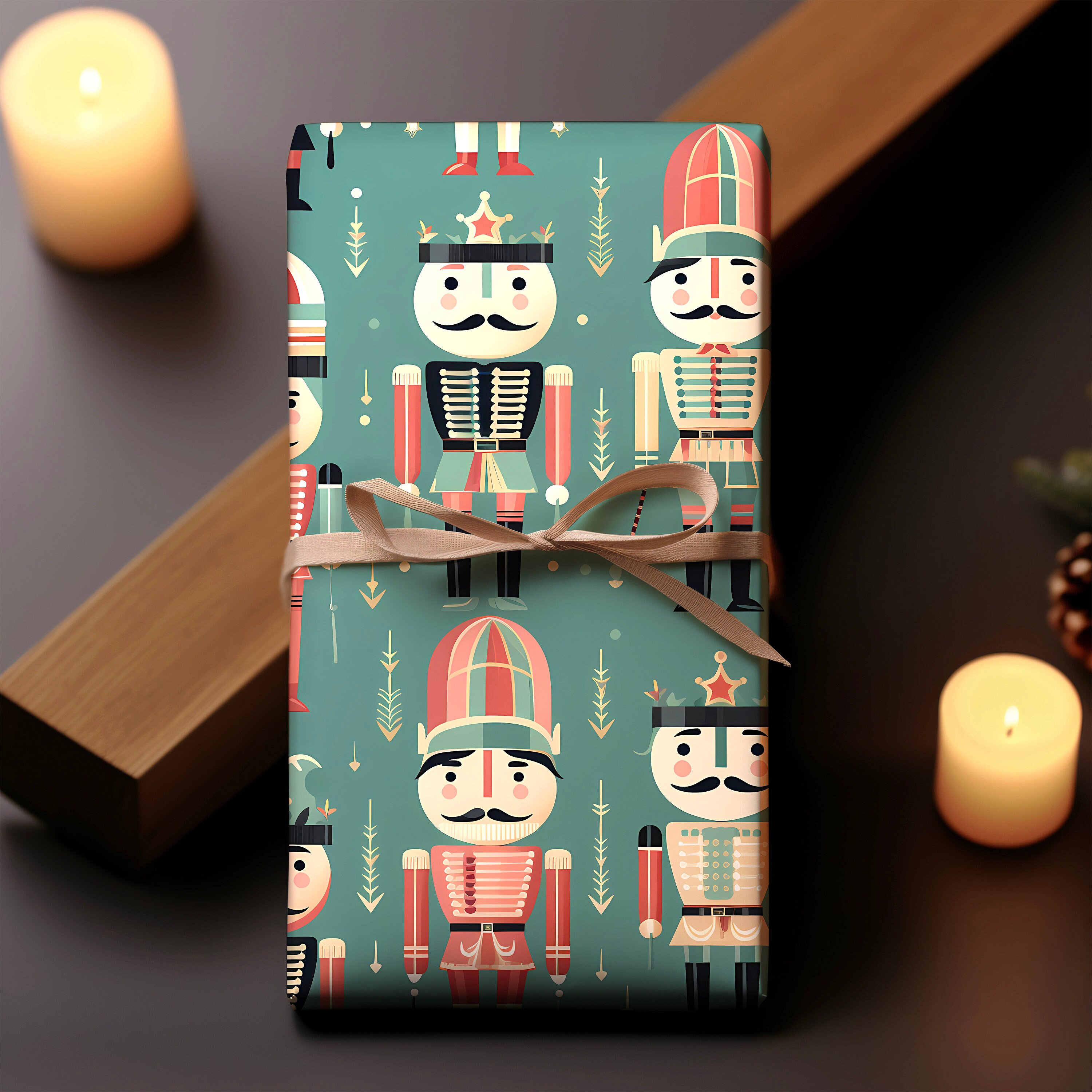 Nutcracker Gift Wrapping Paper Christmas Gift Wrap Cute Green Gift