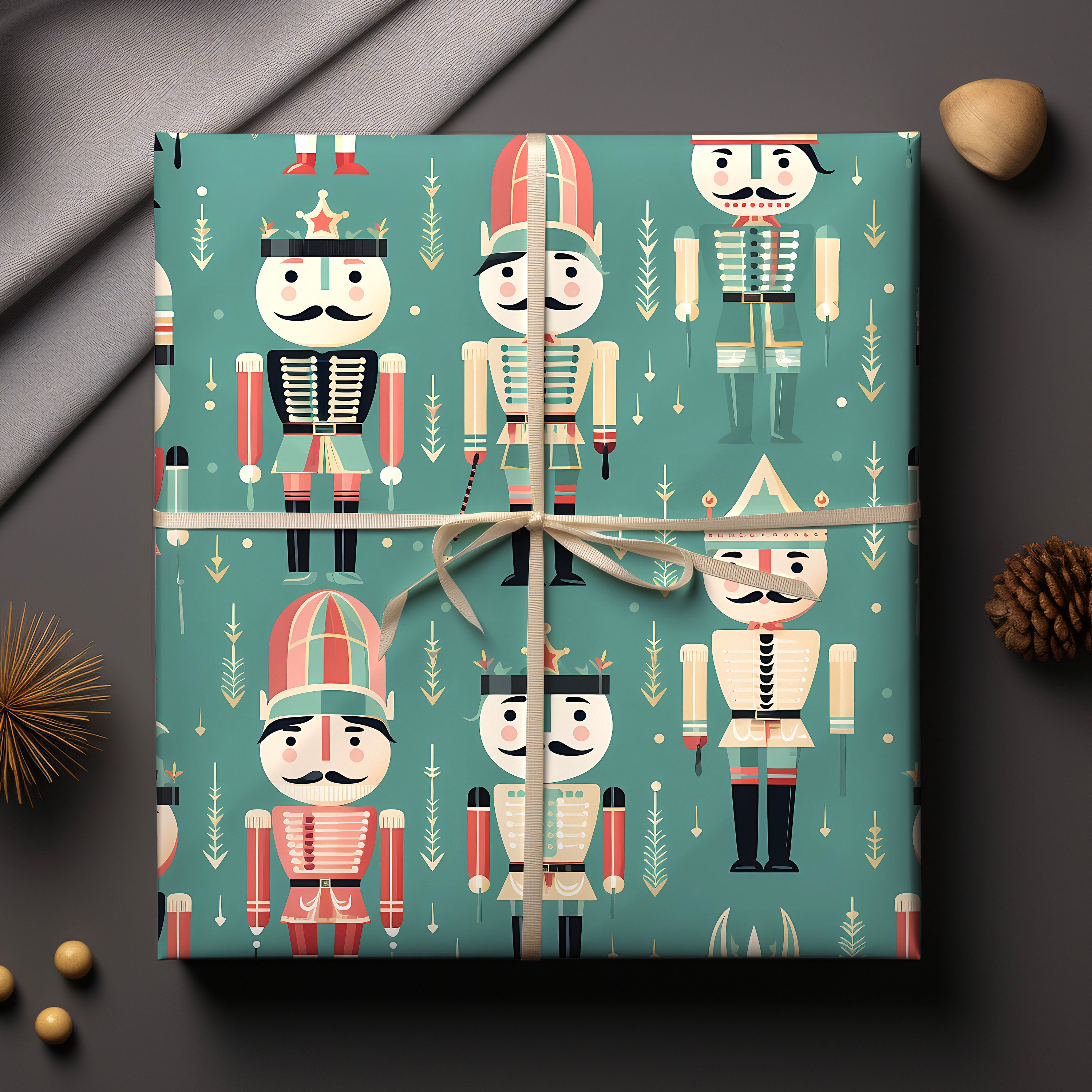 Nutcracker Gift Wrapping Paper Christmas Gift Wrap Cute Green Gift
