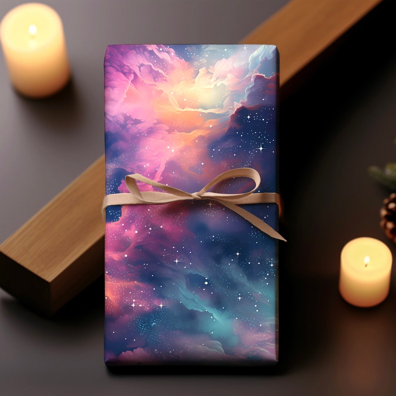 Cosmic Galaxy Gift Wrap, Unique Wrapping Paper, Premium Paper For Wrapping Presents, Galaxy Wrapping Paper, Vibrant Purple Gift Wrap image 4