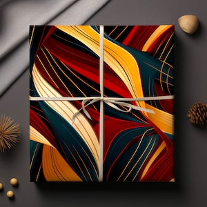 Golden Ribbons, Vibrant Gift Wrap, Unique Wrapping Paper, Premium Paper For Wrapping Presents, Cool Wrapping Paper image 3