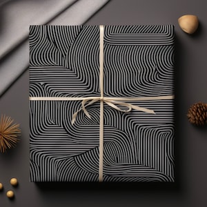 Black Gift Wrapping Paper Christmas Birthday Elegant Luxury Gift Paper Wedding Housewarming Minimalist Modern Aesthetic Premium Gift Paper image 3