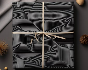 Black Gift Wrapping Paper Christmas Birthday Elegant Luxury Gift Paper  Wedding Housewarming Minimalist Modern Aesthetic Premium Gift Paper 