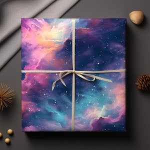Cosmic Galaxy Gift Wrap, Unique Wrapping Paper, Premium Paper For Wrapping Presents, Galaxy Wrapping Paper, Vibrant Purple Gift Wrap image 3