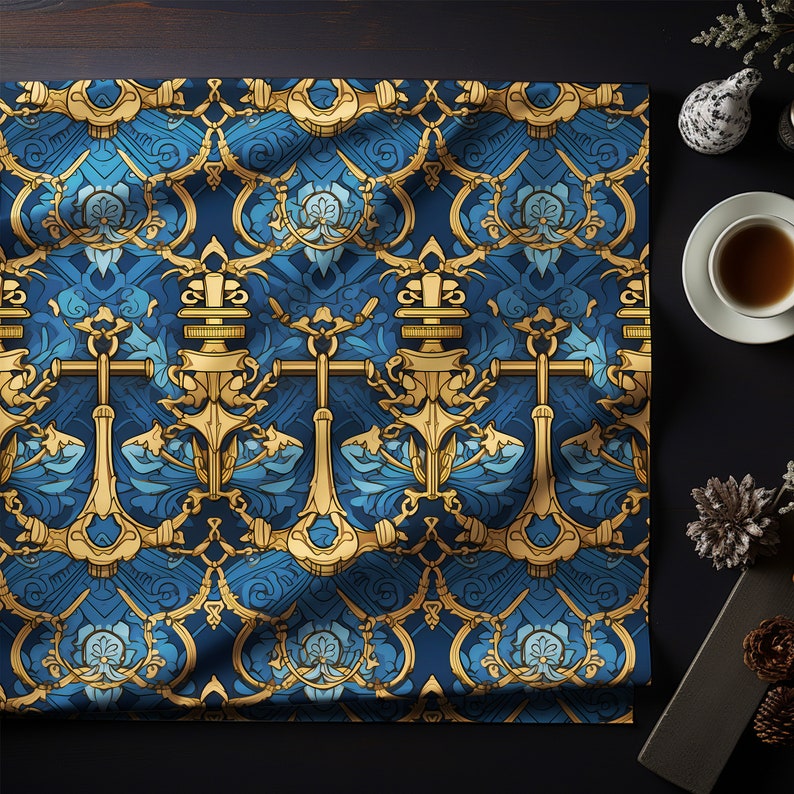 Blue & Gold Anchors Gift Wrapping Paper Vibrant Gift Wrap Boat Lover Gift Paper Luxury Aesthetic Premium Gift Paper For Him image 2