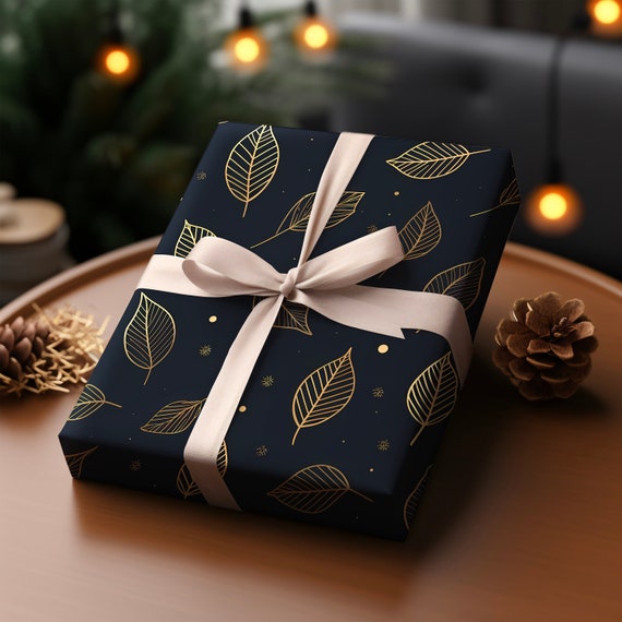 Gold Leaf Gift Wrap Unique Wrapping Paper Premium Paper for Wrapping Presents Luxury Wrapping Paper Vibrant Gold Blue Gift Wrap Etsy UK