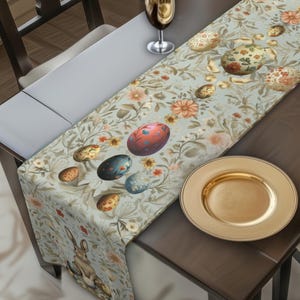 William Morris Easter Table Runner: Floral Bunny Design