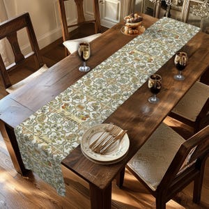 Italian Table Runner, Tuscan Heritage Villa Tile Pattern Dining Decor
