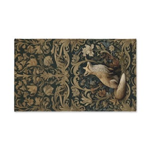 William Morris Fox Hand Towel: Dark Woodland Botanical Arts & Crafts Decor image 9