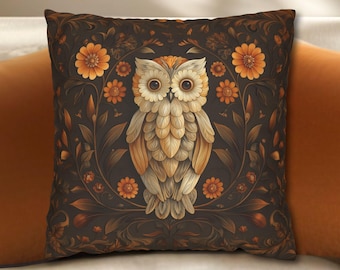 William Morris Owl Pillow Cover: Whimsical Woodland Animal Decor