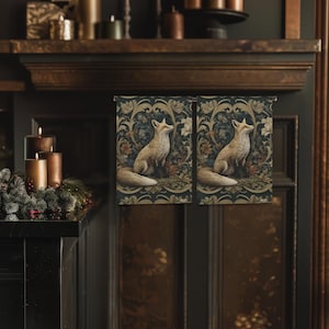 William Morris Fox Hand Towel: Dark Woodland Botanical Arts & Crafts Decor image 4