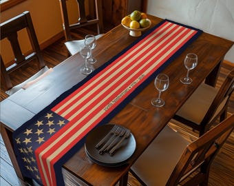 Patriotic Table Runner: US 250th Anniversary - Stylized American Flag 1776-2026
