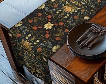 William Morris inspired Table Runner: Vintage Style Moody Blooms