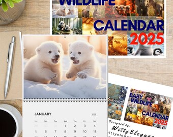 Adorable Baby Wildlife 2025 Wall Calendar: Monthly Nature Planner, Office Decor, Animal Lover Gift