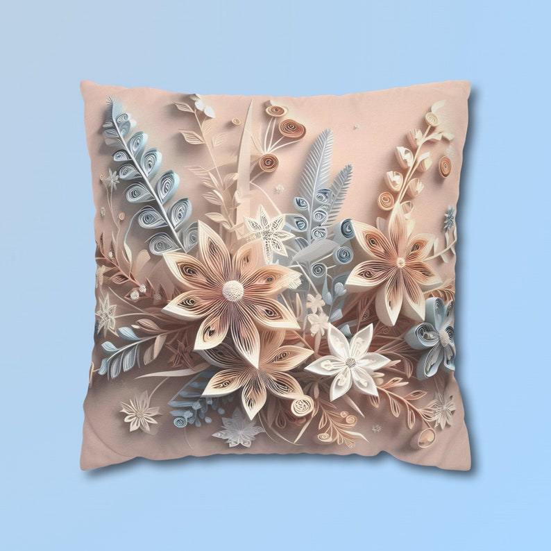 Vintage Style Pastel Pink, Peach & Blue Winter Wildflowers Quilling