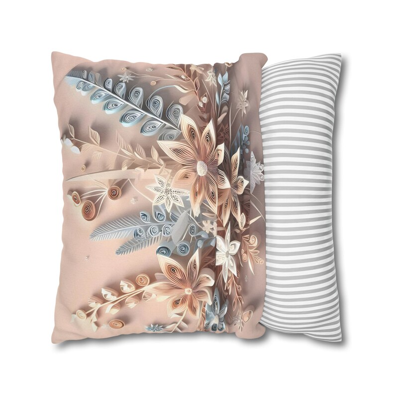 Vintage Style Pastel Pink, Peach & Blue Winter Wildflowers Quilling