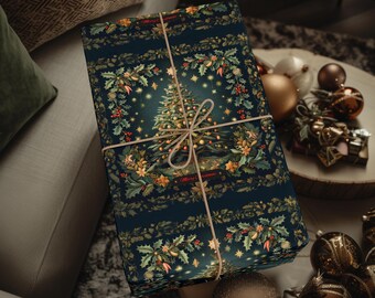 William Morris Christmas Wrapping Paper: Vintage Style Tree & Botanical Gift Wrap