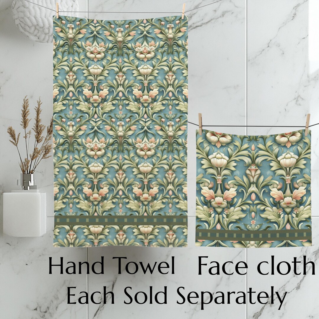 William Morris Inspired Hand Towel: Vintage Style Floral Bathroom