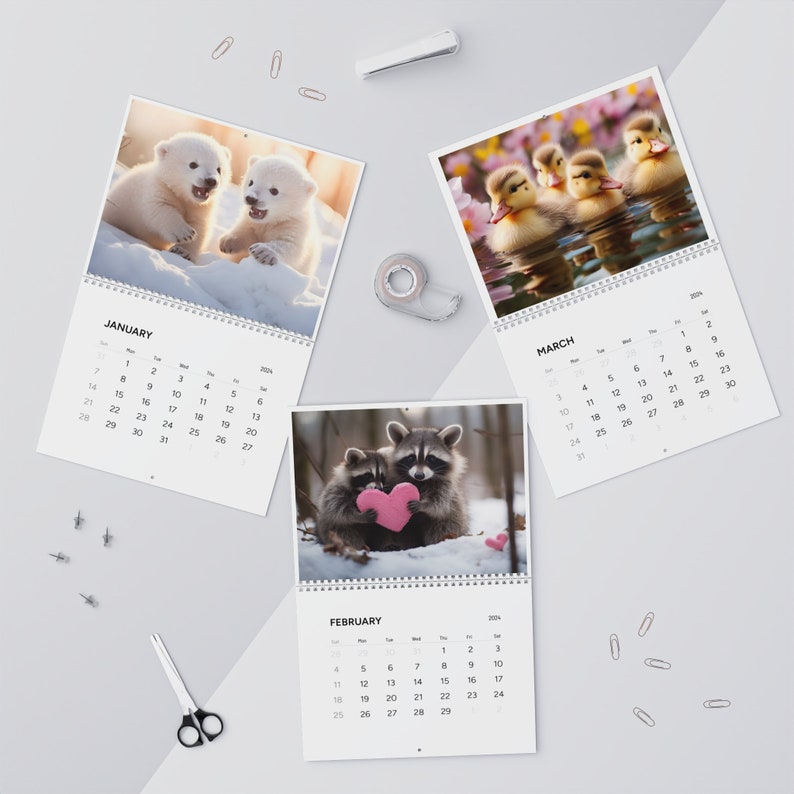 Wall Calendar 2024 Cute Baby Wildlife Baby Animals Calendar 11x8.5