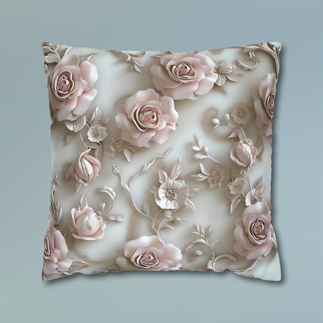 SMALL SQUARE CUSHION RING OF ROSES main image 1