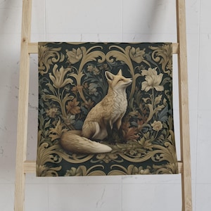 William Morris Fox Hand Towel: Dark Woodland Botanical Arts & Crafts Decor image 7