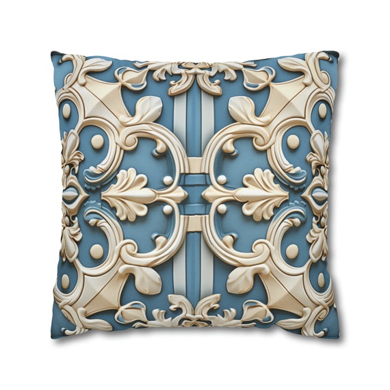 Luxurious Light Blue Cream Throw Pillow Cover Inspired by Classic French Architecture Elegance for Home Decor Decorative Case Etsy Canada