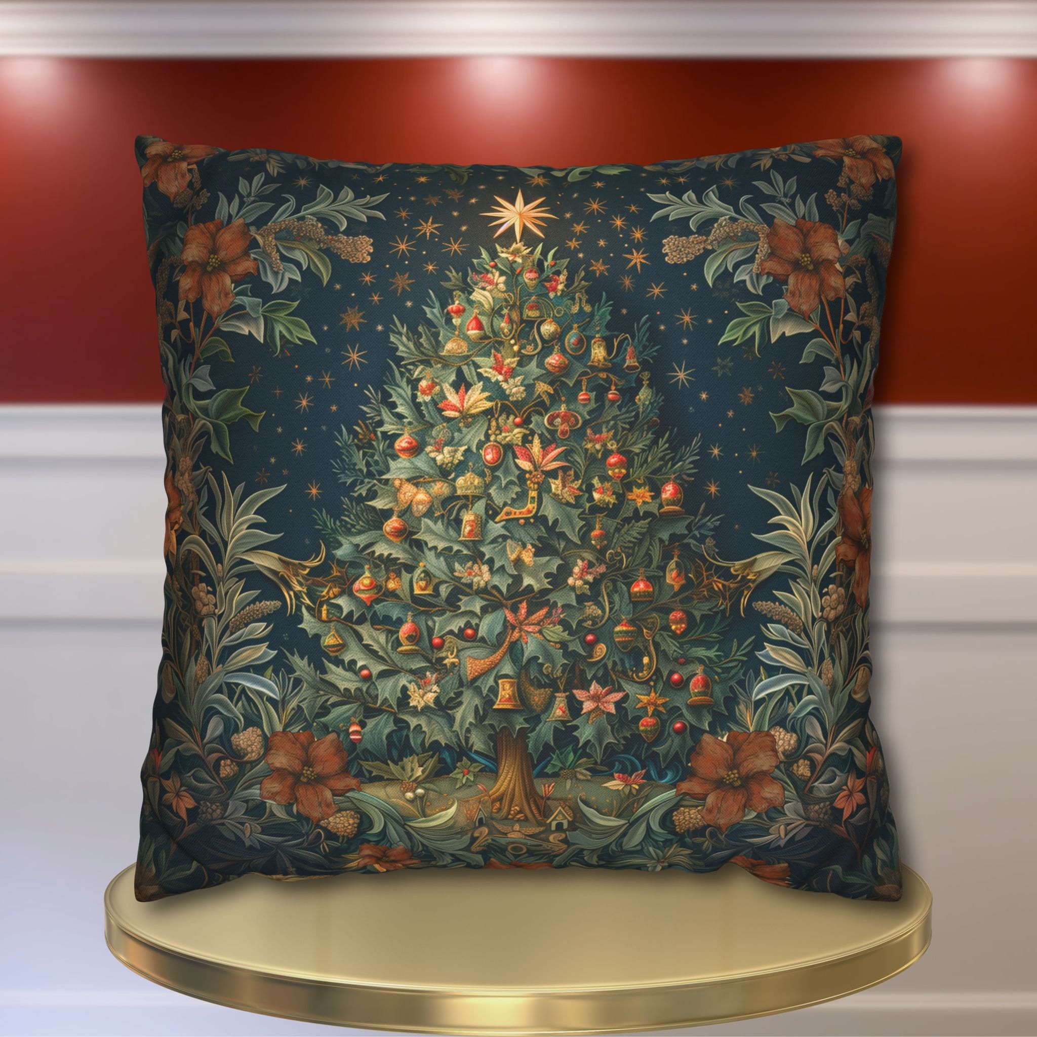 William Morris Christmas Tree Pillow Cover: Elegant Holiday Decor