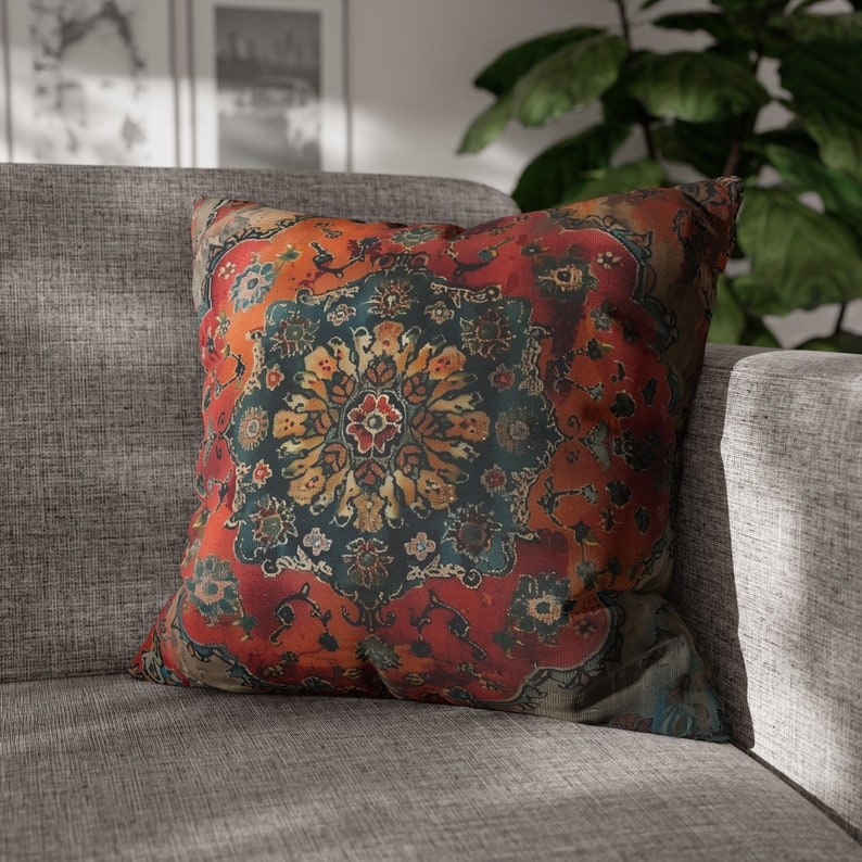 Traditional Persian Ruginspired Throw Pillow Cover Rich Medallion
