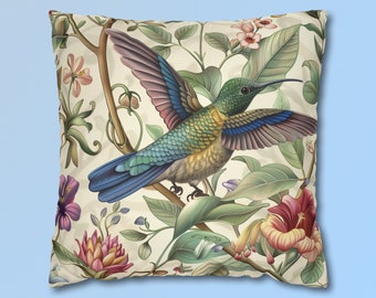 William Morris Hummingbird Pillow Cover: Elegant Floral Nature Design