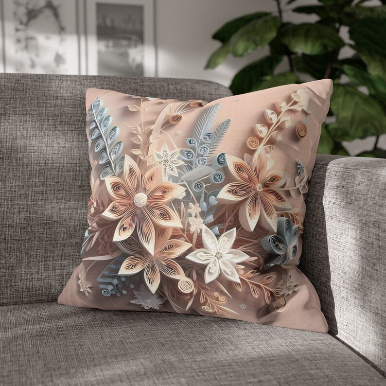 Vintage Style Pastel Pink, Peach & Blue Winter Wildflowers Quilling