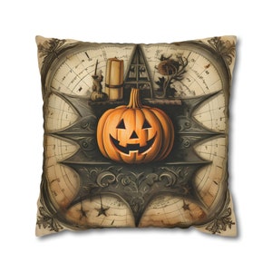 Vintage-Style Rustic Halloween Decorative Square Throw Pillow Cover