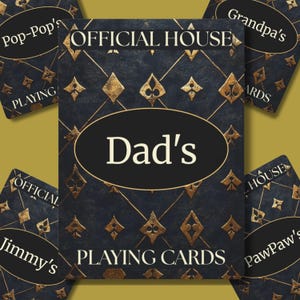 Cartes à jouer dorées et noires personnalisées : jeu de cartes personnalisé pour papa, grand-père, cadeaux pour une soirée jeux