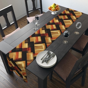 Abstract Geometric Table Runner | Warm Earthy Modern Rectangles