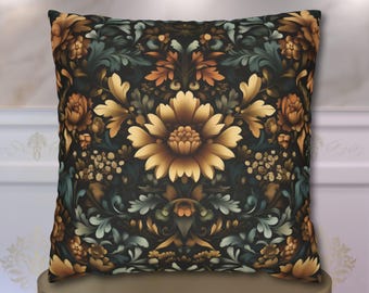 William Morris Fall Pillow Cover: Golden Floral Autumn Tapestry Vintage Style Accent