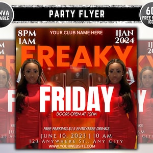 After Work Party Flyer, Night Club Flyer, DJ Party Invitation, Drink Party Flyer, Saturday party, Canva Editable Template, Instant Download