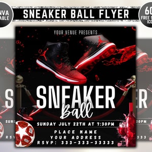 Volante de fiesta de Sneaker Ball, invitación de cumpleaños de Sneaker Ball, invitación de cumpleaños imprimible, invitación editable de Sneaker Ball, fiesta de Sneaker Bash